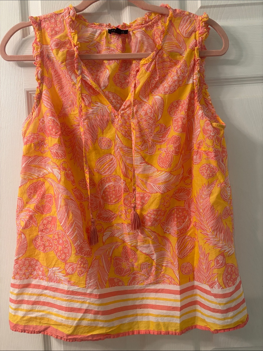 Talbots Yellow & Pink Floral Tie-Front Sleeveless Top